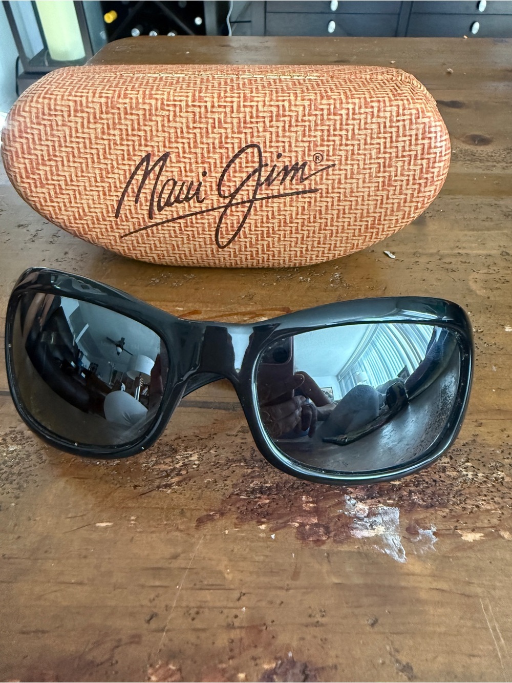 Vintage Maui Jim MJ 134-02 Hibiscus Sport Wrap Black Gloss Sunglasses with Case